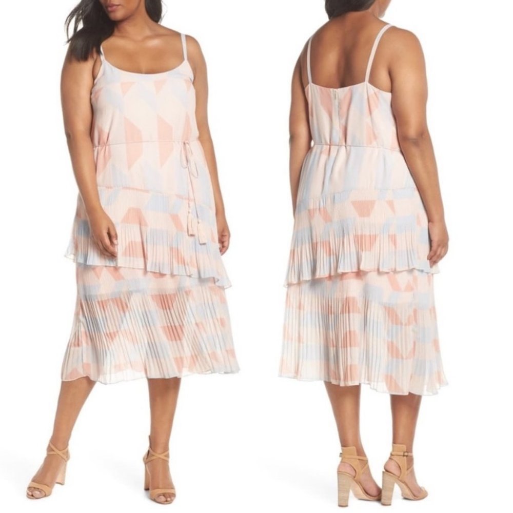 Nordstrom Cooper St‎ Goldie Tassel Pleated Chiffon Midi Dress New W Tags 24 NWT